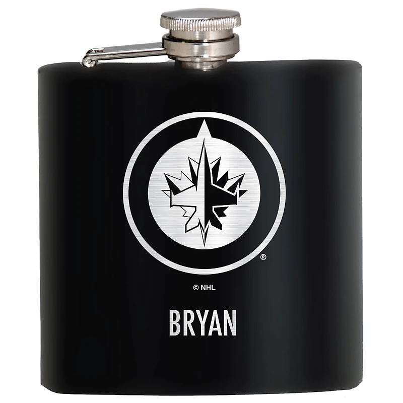 Black Winnipeg Jets 6oz. Personalized Stealth Hip Flask