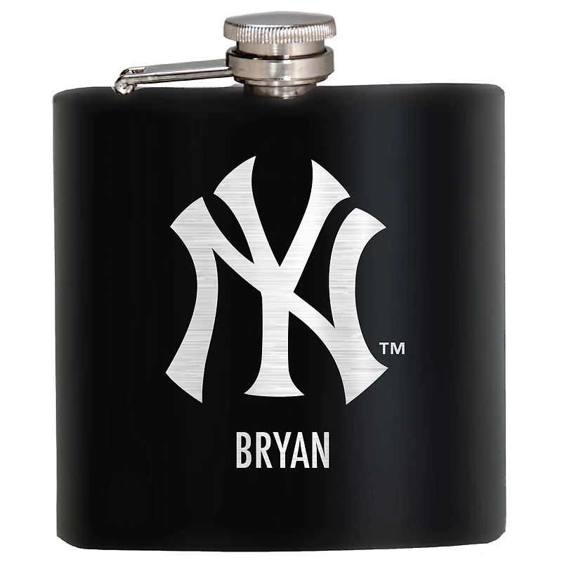 Black New York Yankees 6oz. Personalized Stealth Hip Flask