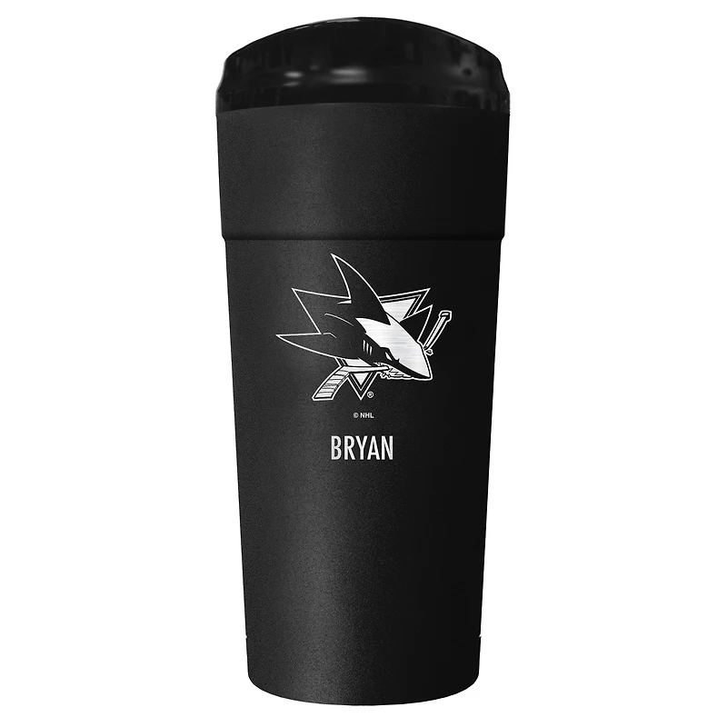 Black San Jose Sharks 24oz. Personalized Stealth Travel Tumbler