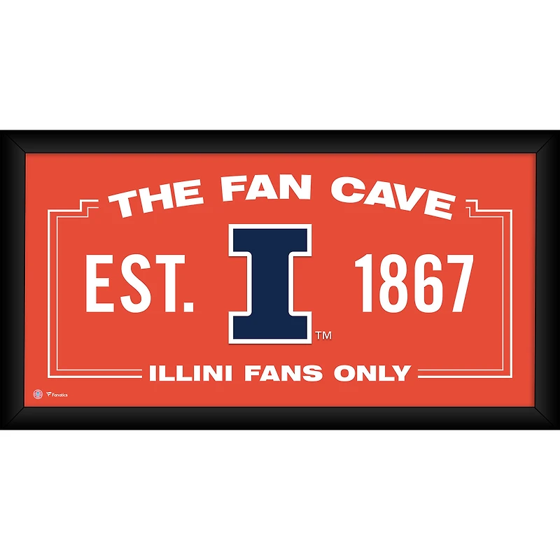Illinois Fighting Illini Framed 10" x 20" Fan Cave Collage