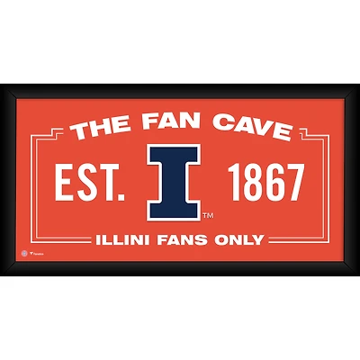 Illinois Fighting Illini Framed 10" x 20" Fan Cave Collage