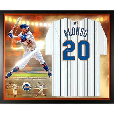 Pete Alonso New York Mets Framed Autographed White Nike Replica Jersey Collage