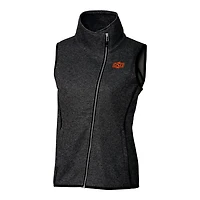 Women's Cutter & Buck Heathered Charcoal Oklahoma State Cowboys Mainsail Full-Zip Vest