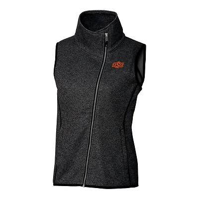 Women's Cutter & Buck Heathered Charcoal Oklahoma State Cowboys Mainsail Full-Zip Vest
