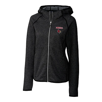 Women's Cutter & Buck Gray Louisville Cardinals Mainsail Hooded Full-Zip Jacket