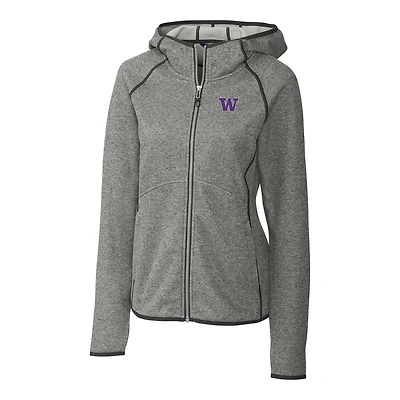 Women's Cutter & Buck Gray Washington Huskies Mainsail Hooded Full-Zip Jacket