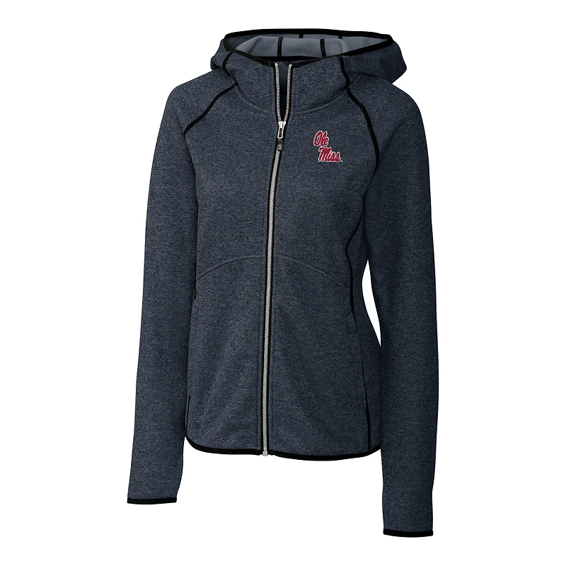 Women's Cutter & Buck Navy Ole Miss Rebels Mainsail Hooded Full-Zip Jacket
