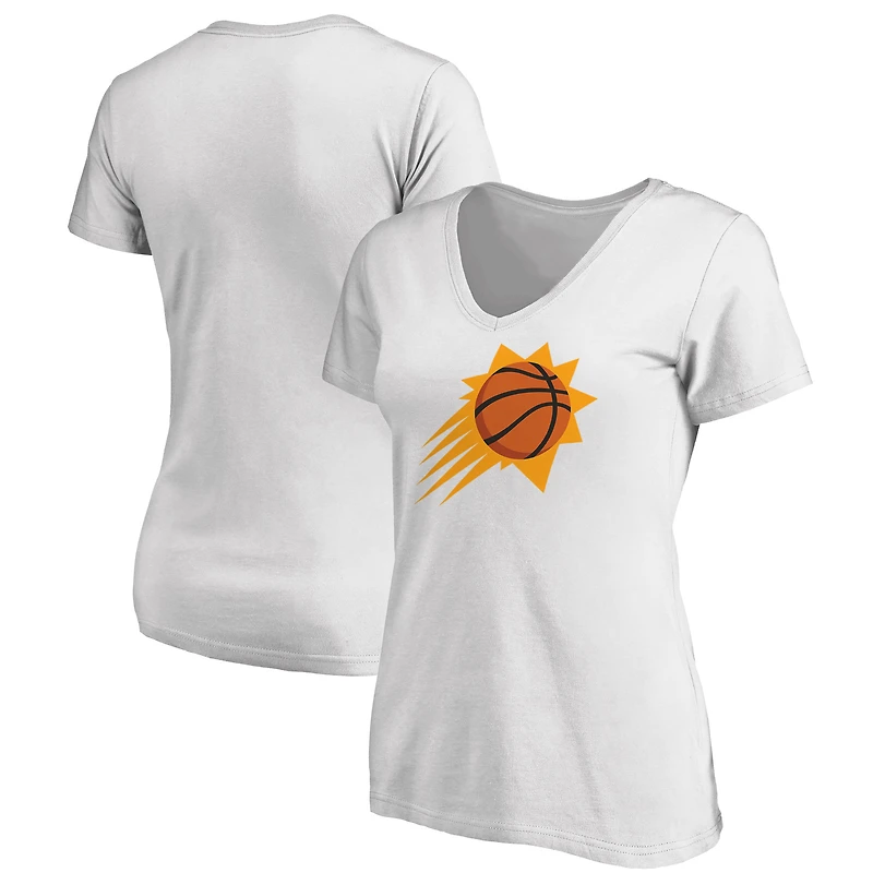 Women's Fanatics White Phoenix Suns Primary Logo Team V-Neck T-Shirt