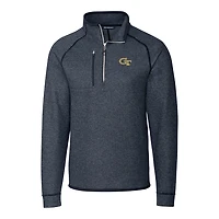 Men's Cutter & Buck Navy GA Tech Yellow Jackets Mainsail Half-Zip Pullover Jacket