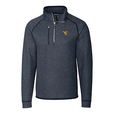 Men's Cutter & Buck Navy West Virginia Mountaineers Mainsail Half-Zip Pullover Jacket