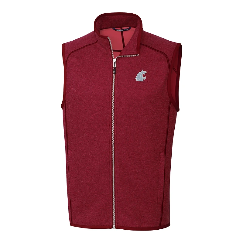 Men's Cutter & Buck Crimson Washington State Cougars Mainsail Full-Zip Vest