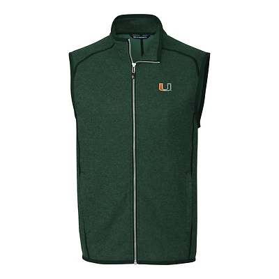 Men's Cutter & Buck Green Miami Hurricanes Mainsail Full-Zip Vest