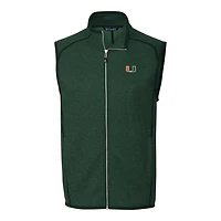 Men's Cutter & Buck Green Miami Hurricanes Mainsail Full-Zip Vest