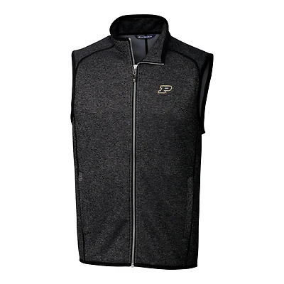 Men's Cutter & Buck Charcoal Purdue Boilermakers Mainsail Full-Zip Vest