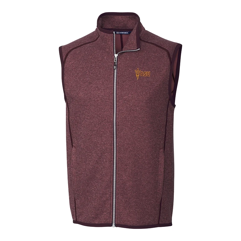 Men's Cutter & Buck Maroon Arizona State Sun Devils Mainsail Full-Zip Vest
