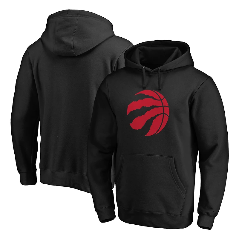 Men's Fanatics Black Toronto Raptors Icon Primary Logo Fitted Pullover Hoodie
