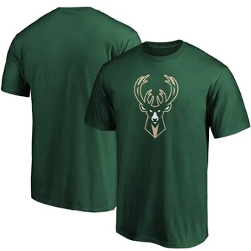 Men's Fanatics Hunter Green Milwaukee Bucks Primary Team Logo T-Shirt