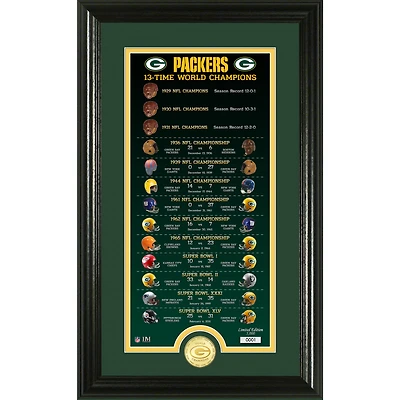 Highland Mint Green Bay Packers 13-Time World Champions 12'' x 20'' Legacy Bronze Coin Photo Mint