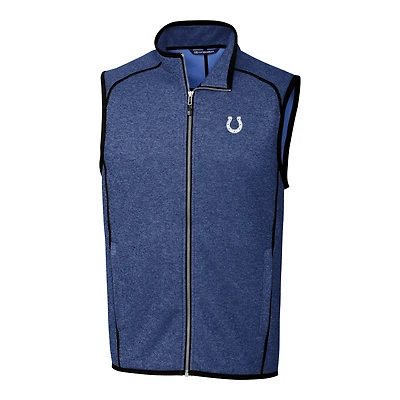 Men's Cutter & Buck Royal Indianapolis Colts Mainsail Sweater Knit Fleece Full-Zip Vest