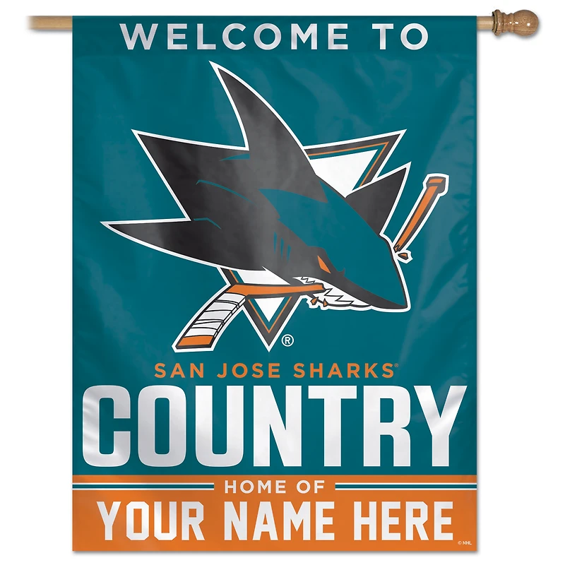 WinCraft San Jose Sharks Personalized 27'' x 37'' Single-Sided Vertical Banner