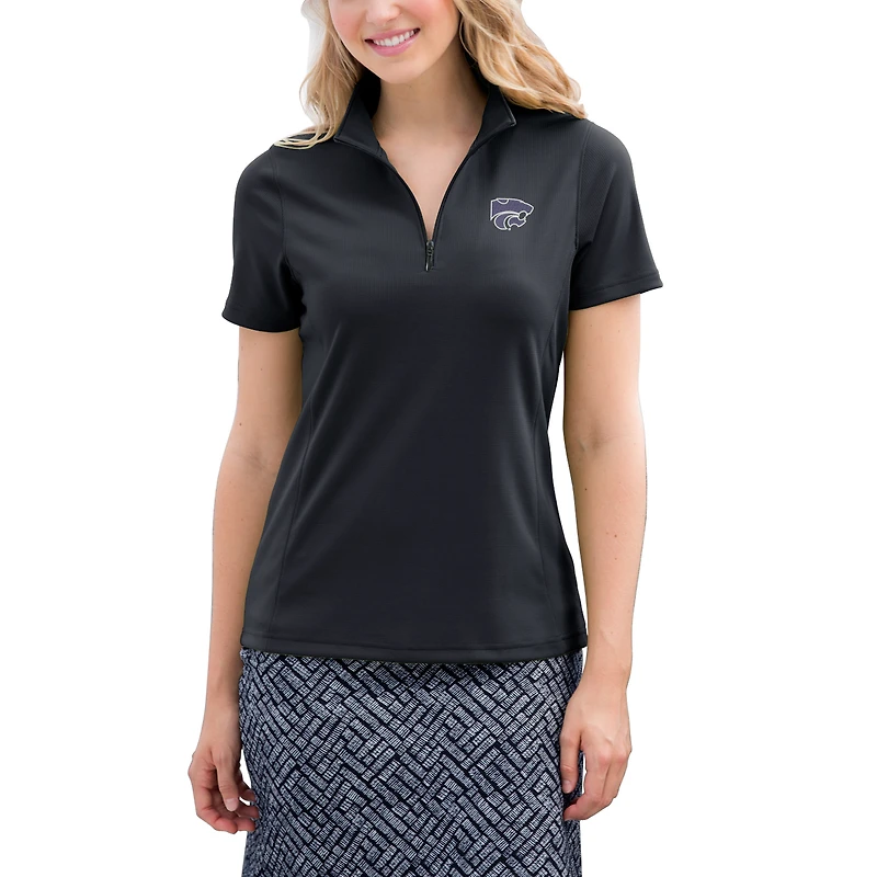 Women's Black Kansas State Wildcats Vansport Micro-Waffle Mesh Polo