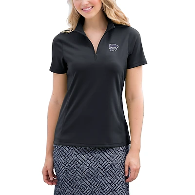 Women's Black Kansas State Wildcats Vansport Micro-Waffle Mesh Polo