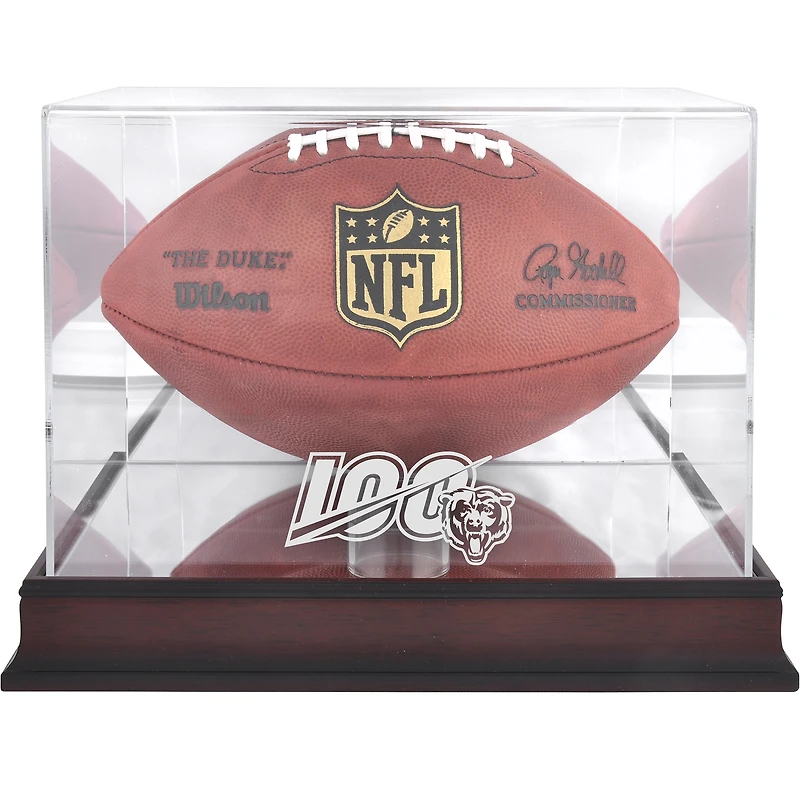 Chicago Bears NFL 100 Logo Mahogany Football Display Case with Mirror Back