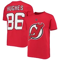 Youth Jack Hughes Red New Jersey Devils Player Name & Number T-Shirt