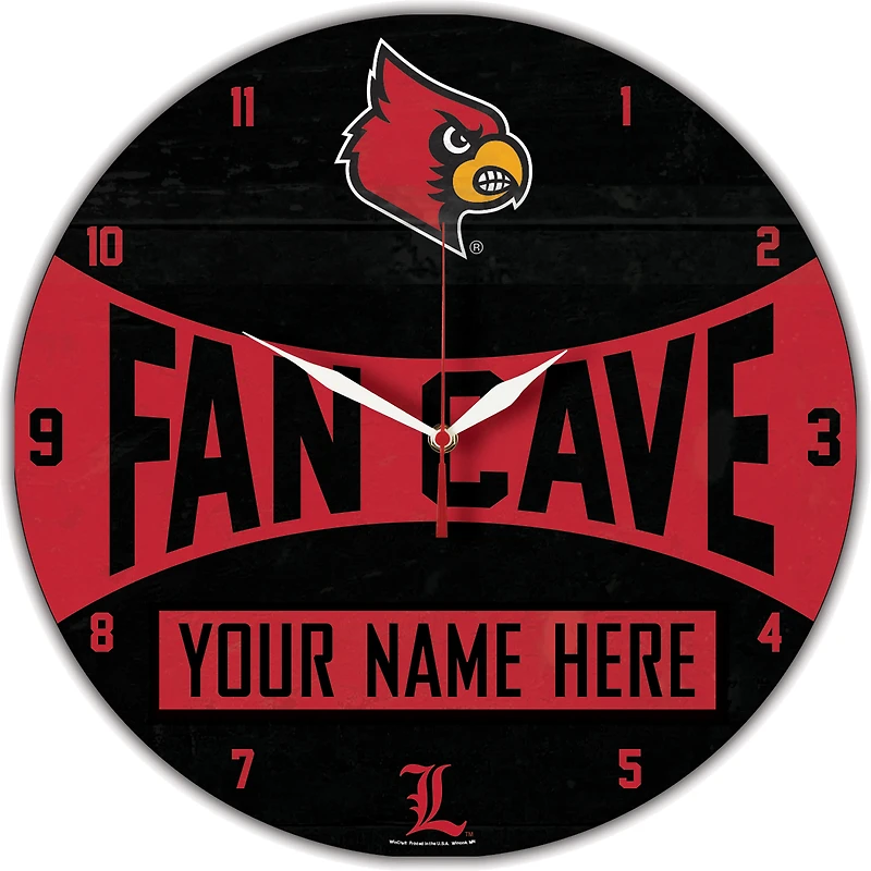 WinCraft Louisville Cardinals Personalized 14'' Round Wall Clock