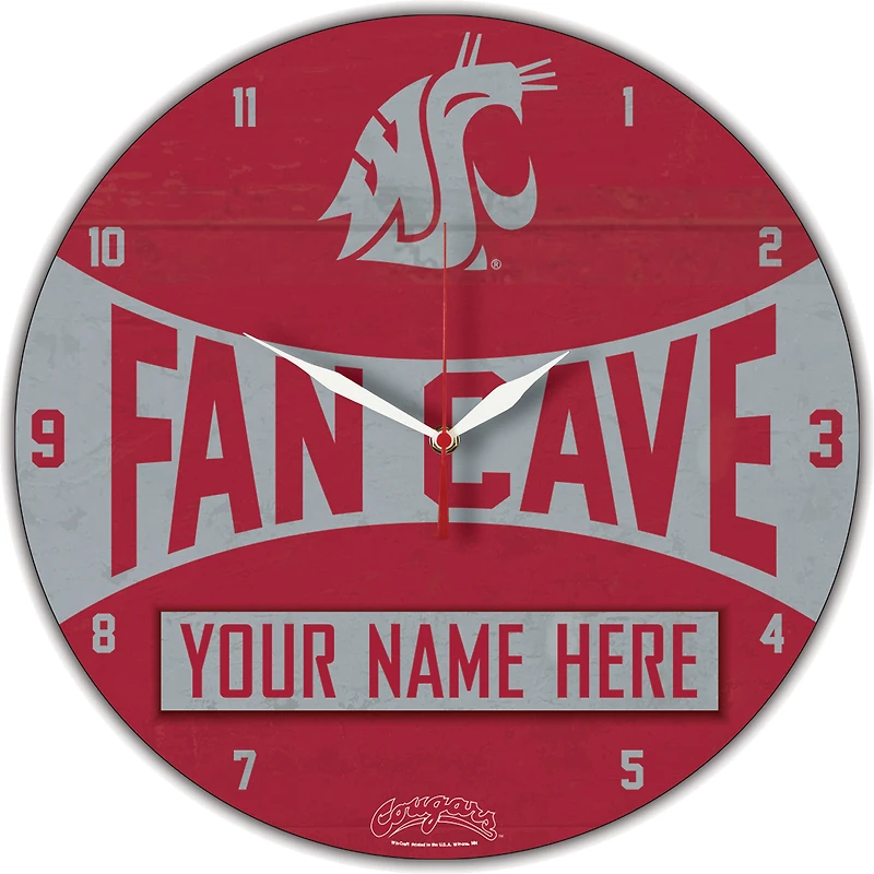 WinCraft Washington State Cougars Personalized 14'' Round Wall Clock