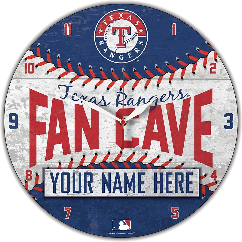WinCraft Texas Rangers Personalized 14'' Round Wall Clock