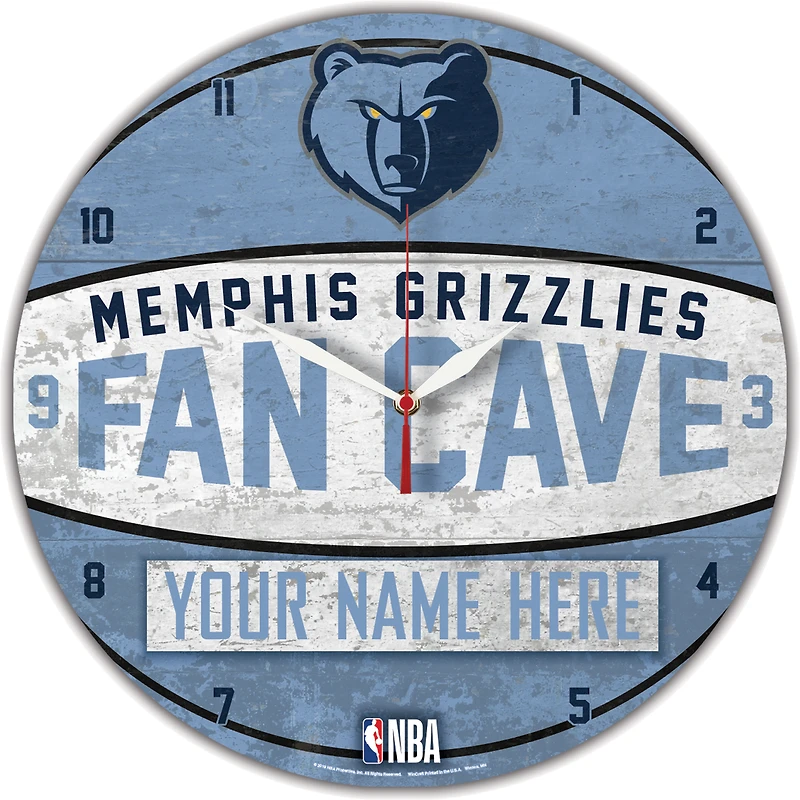 WinCraft Memphis Grizzlies Personalized 14'' Round Wall Clock