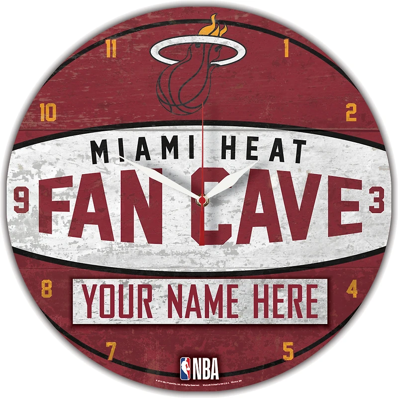 WinCraft Miami Heat Personalized 14'' Round Wall Clock