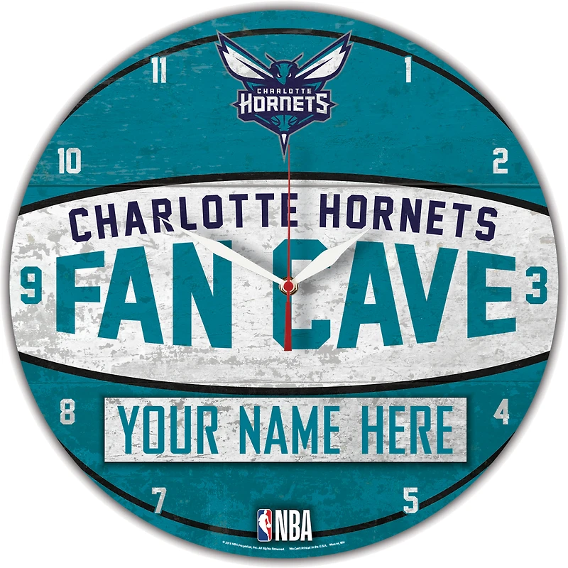 WinCraft Charlotte Hornets Personalized 14'' Round Wall Clock