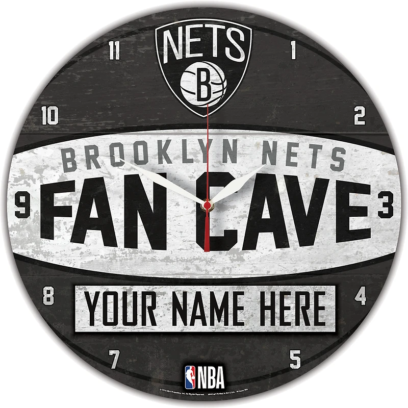 WinCraft Brooklyn Nets Personalized 14'' Round Wall Clock