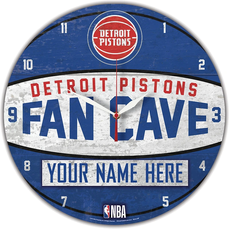 WinCraft Detroit Pistons Personalized 14'' Round Wall Clock