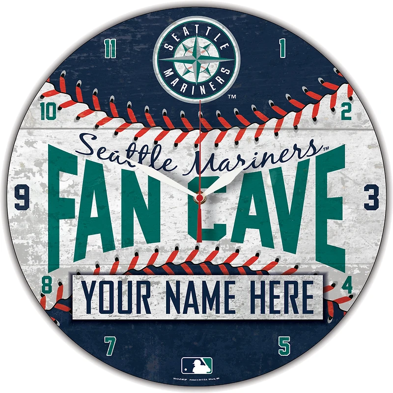 WinCraft Seattle Mariners Personalized 14'' Round Wall Clock