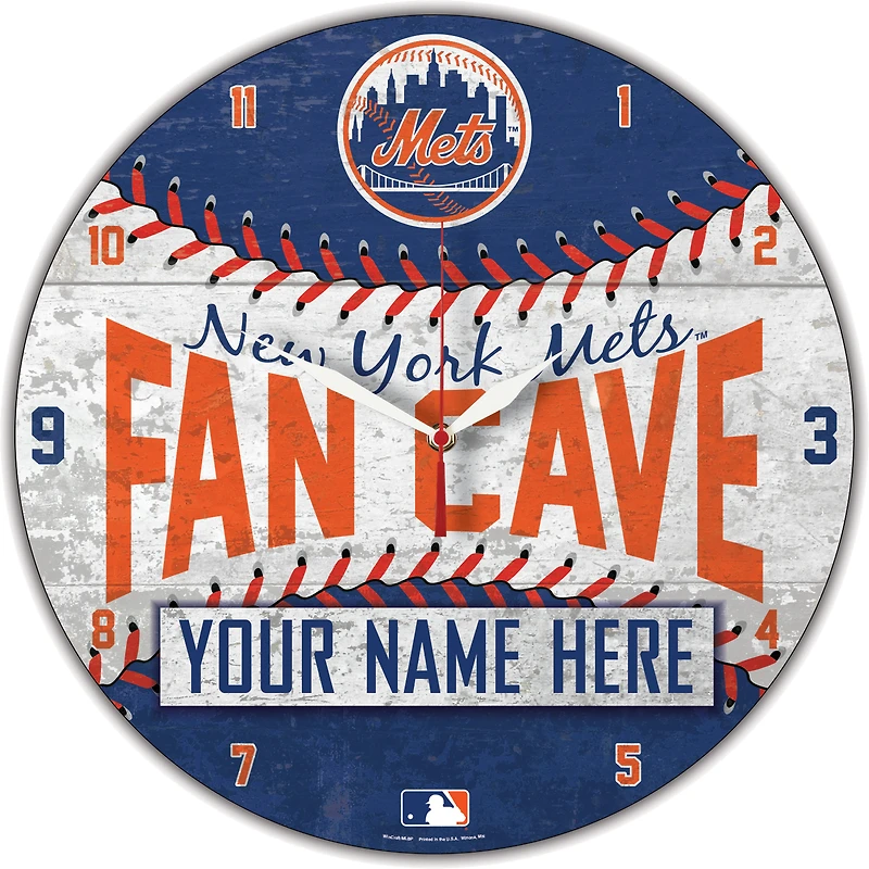 WinCraft New York Mets Personalized 14'' Round Wall Clock