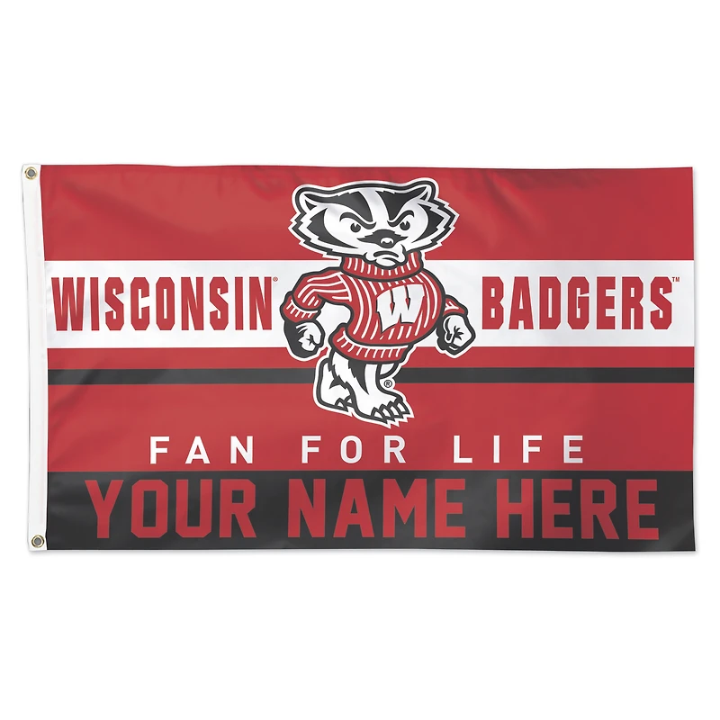 WinCraft Wisconsin Badgers Personalized 3' x 5' One-Sided Deluxe Flag