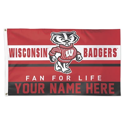 WinCraft Wisconsin Badgers Personalized 3' x 5' One-Sided Deluxe Flag