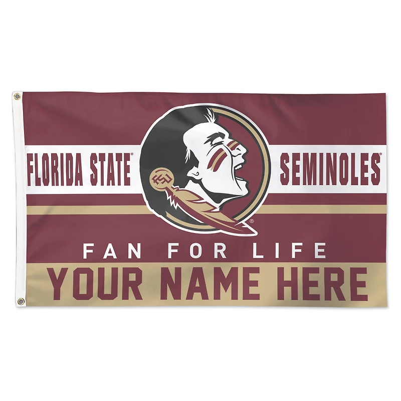 WinCraft Florida State Seminoles Personalized 3' x 5' One-Sided Deluxe Flag