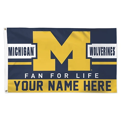 WinCraft Michigan Wolverines Personalized 3' x 5' One-Sided Deluxe Flag