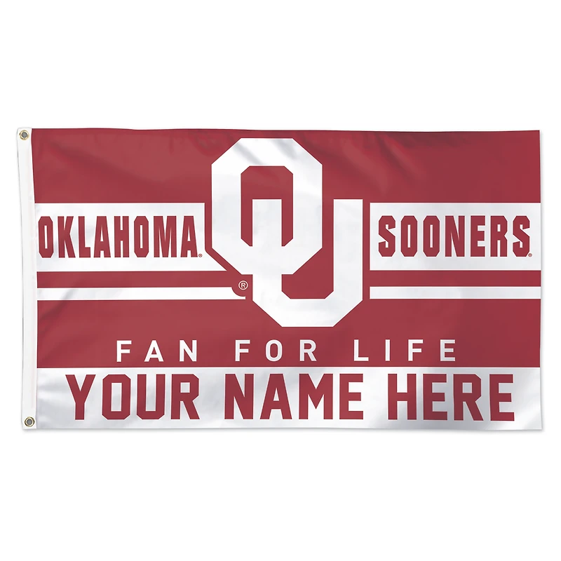 WinCraft Oklahoma Sooners Personalized 3' x 5' One-Sided Deluxe Flag