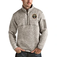 Men's Antigua Natural Denver Nuggets Fortune Quarter-Zip Pullover Jacket