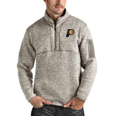 Men's Antigua Natural Indiana Pacers Fortune Quarter-Zip Pullover Jacket