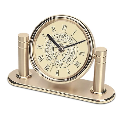 Gold Pennsylvania Quakers Arcadia Desk Clock