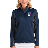 Women's Antigua Blue/Charcoal New York Rangers Passage Full-Zip Jacket