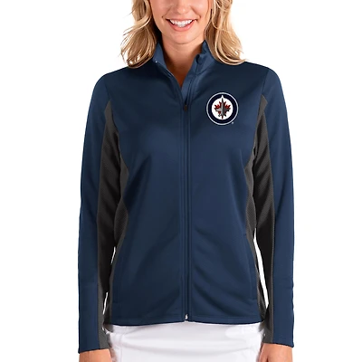 Women's Antigua Navy/Charcoal Winnipeg Jets Passage Full-Zip Jacket