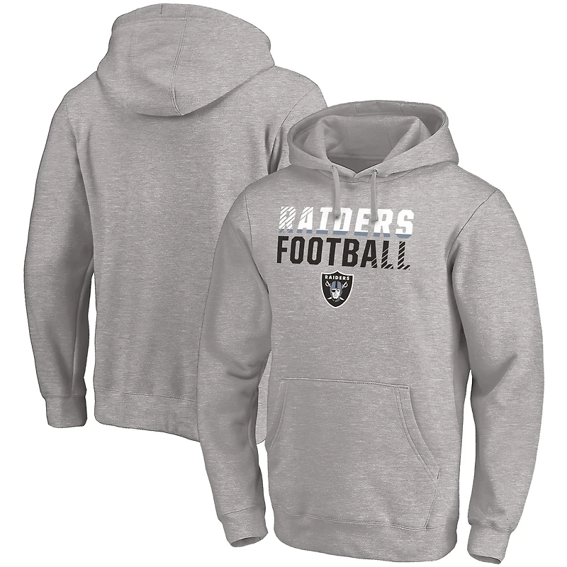 Men's Fanatics Heather Gray Las Vegas Raiders Fade Out Fitted Pullover Hoodie