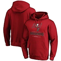 Men's Fanatics Red Tampa Bay Buccaneers Logo Team Lockup Fitted Pullover Hoodie